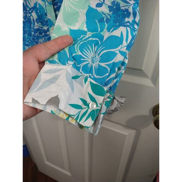 JM Collection Woman 16 Blouse V Neck Floral Multi Color 3/4 Sleeve Hawaiian Vibe - Picture 6 of 9